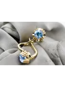 Aquamarine 14K Yellow gold Earrings Vintage style vec027y